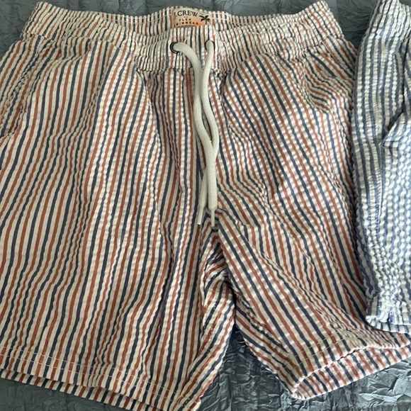 J. Crew Men’s Striped Seersucker Drawstring Swim Trunks Lot -mens small